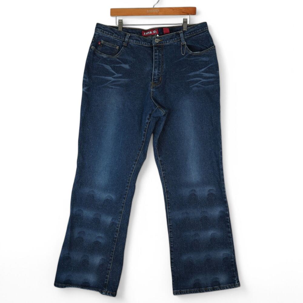 Zana Di Jeans Womens 18 Bootcut‎ High Rise Dark Wash Stretch Glitter Sparkle Y2K
